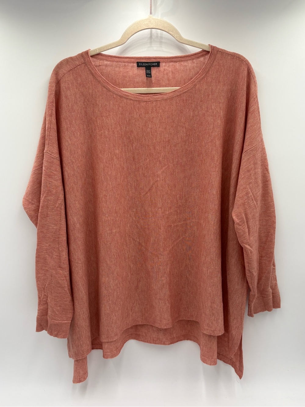 Eileen Fisher Women’s M Coral Tencel Merino Alpaca Oversized Hi Low Sweater